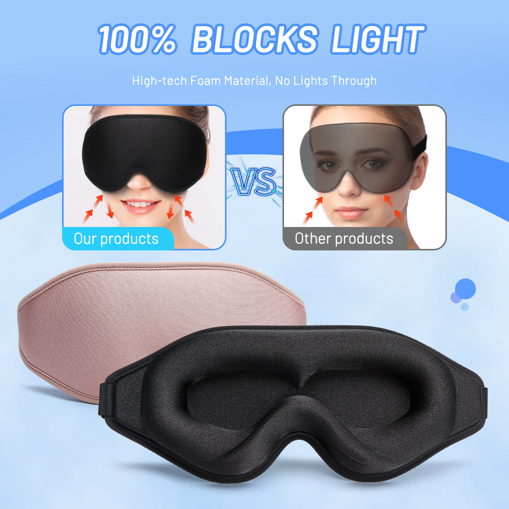 3D Memory Foam Sleep Mask – Total Blackout, Zero Eye Pressure