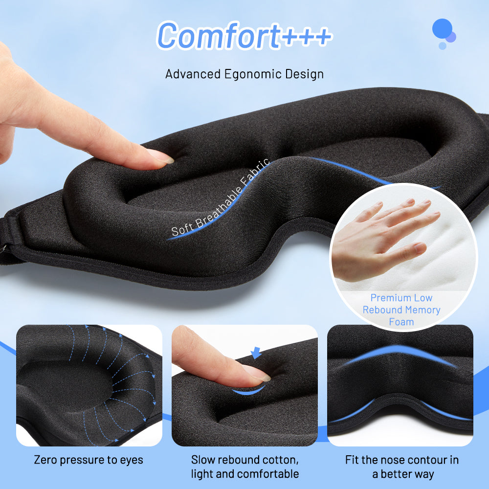 3D Memory Foam Sleep Mask – Total Blackout, Zero Eye Pressure